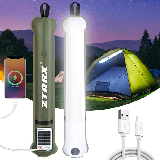 Inflatable Solar Camping Lantern with USB-C Charging for Tents & Power Outages