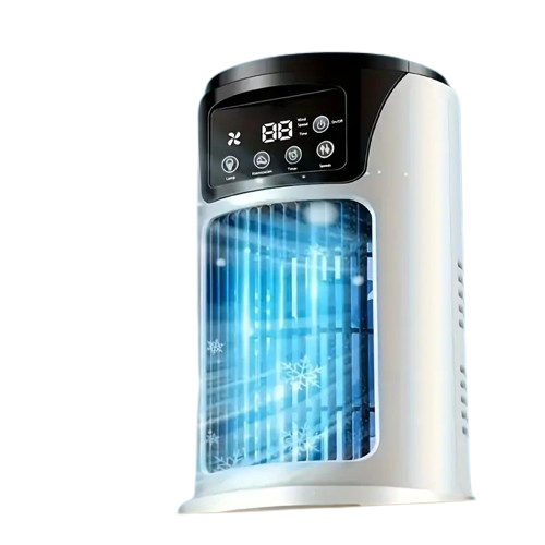 Stay Fresh With Our Portable Smart Fan Featuring 7 Ambient Led Lights