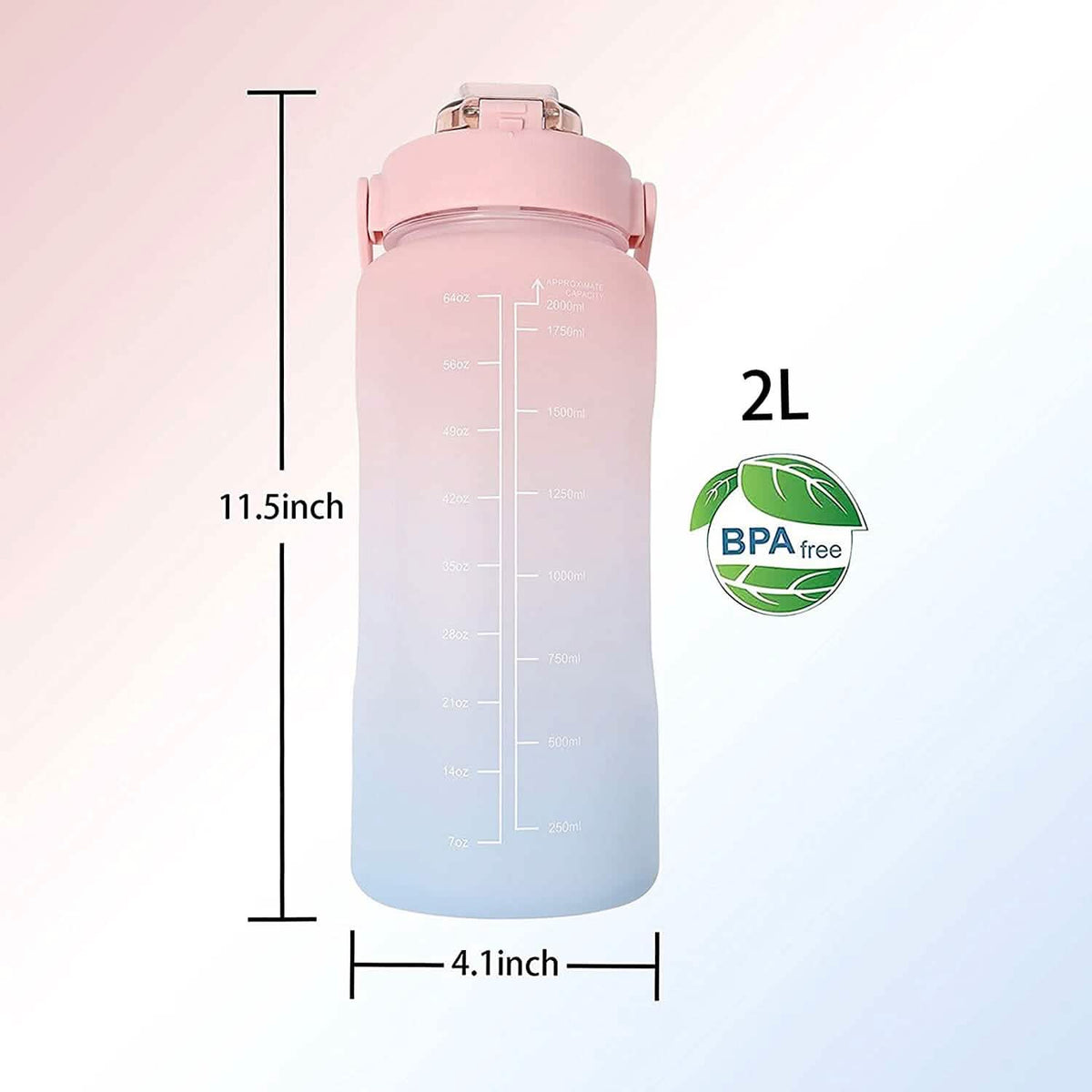 68 Oz Water Bottle with Time Marker
