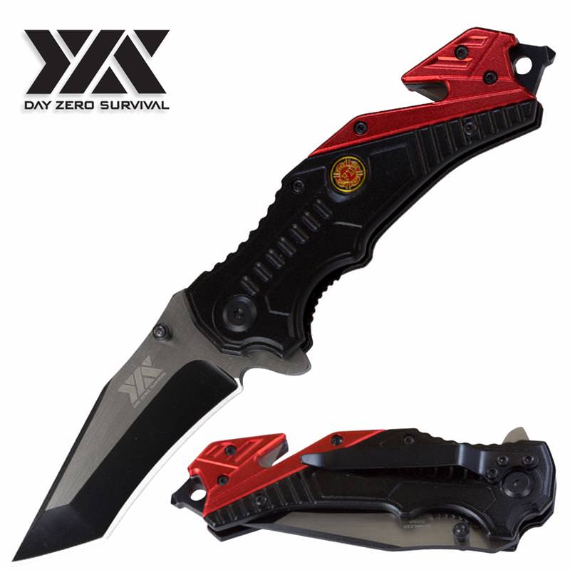 Day Zero Survival Spring Assist Rescue Fire Fighter Folding Pocket Knife