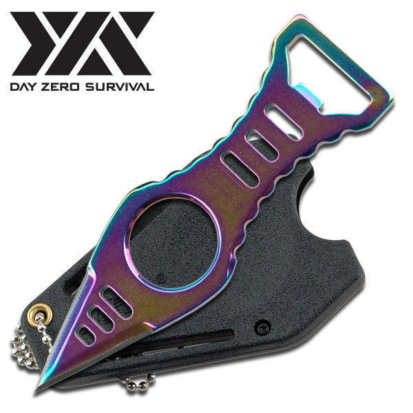 Day Zero Survival Titanium Rainbow Bottle Opener Neck Knife Dagger - TOPHATTER'S ARMORY DEALS