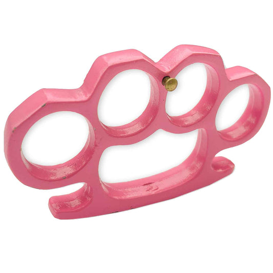 Solid Steel Heavy Duty Knuckle Duster Belt Buckle Paperweight Pink
