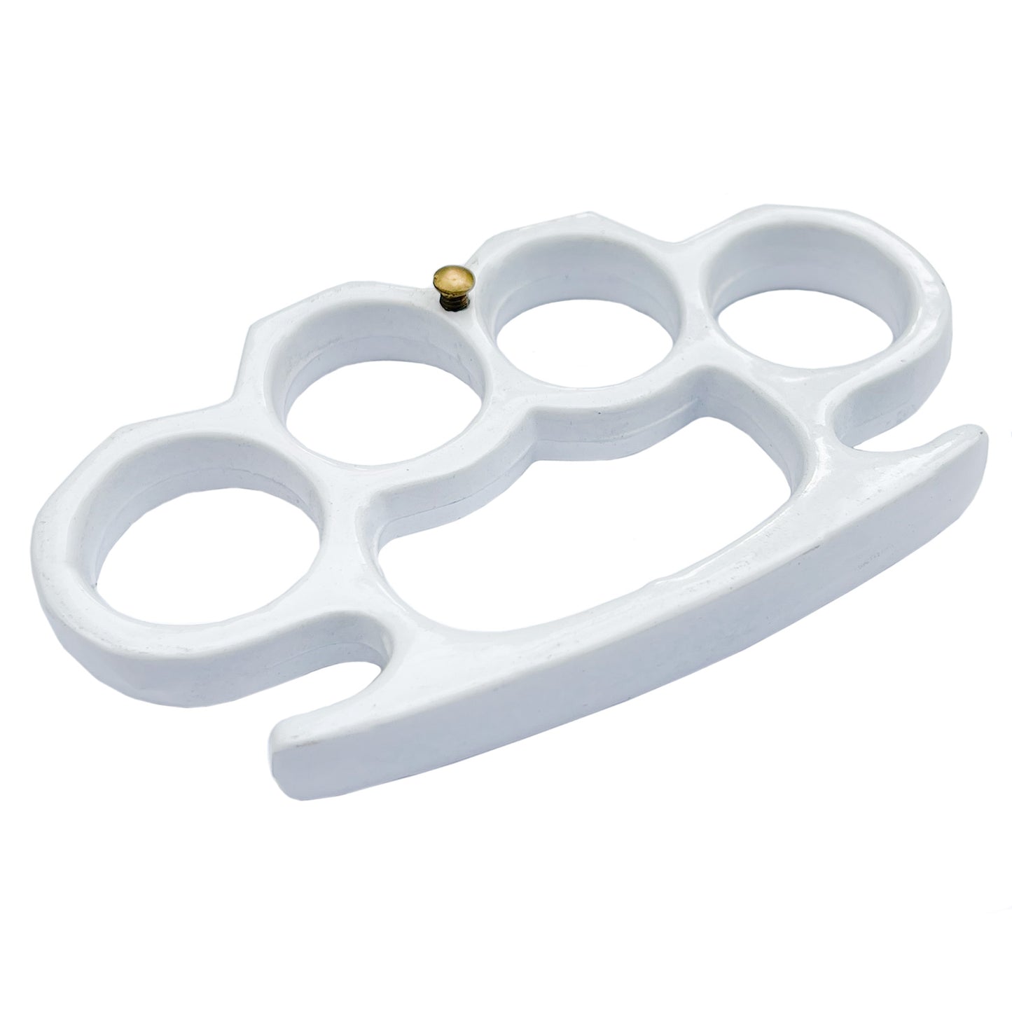 Solid Steel Knuckle Duster Belt Buckle Paperweight White