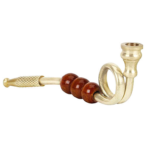 Tobacco Smoking Pipe Brass Wood Unique Decorative Collectible