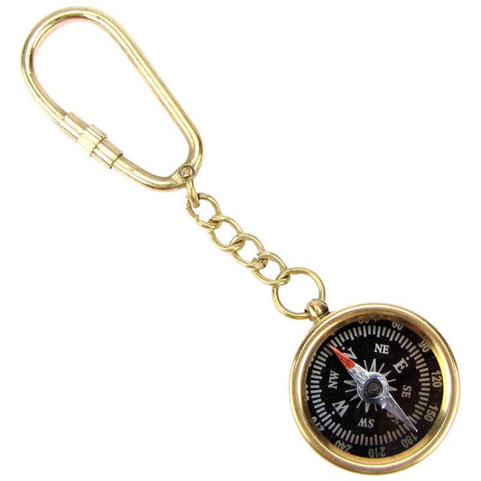 Brass Directional Pocket Compass Survival Gear Keychain Key Ring