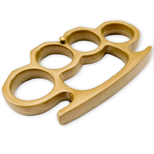 Solid Steel Knuckle Duster Belt Buckle Paperweight Gold