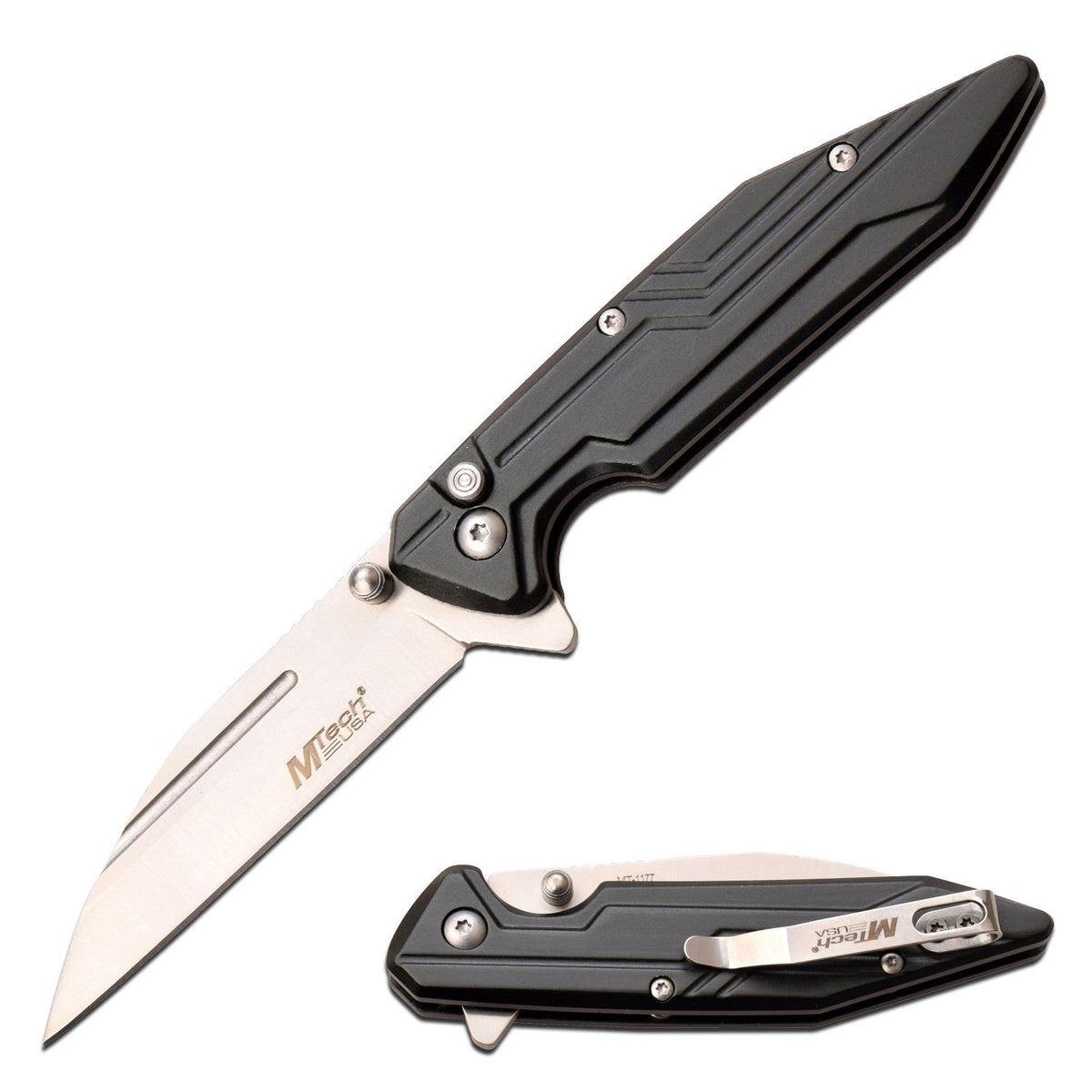 Mtech 7 Inch Collectible EDC Folding Pocket Knife Black Aluminum Handle - TOPHATTER'S ARMORY DEALS