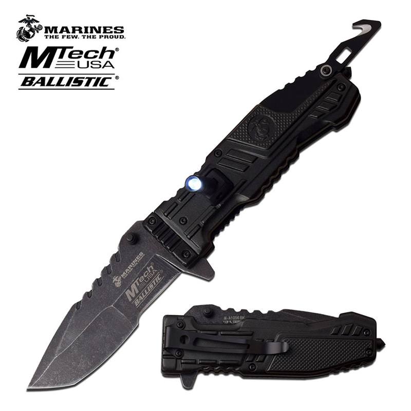 Mtech US Marines Tactical Lethal Spring Assisted Knife With LED Light