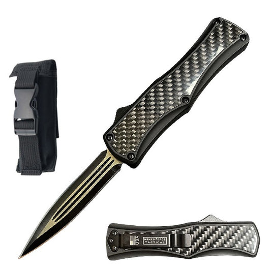 7.75" Carbon Fiber Handle Out Of The Front Automatic Knife