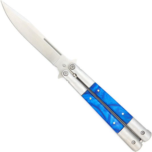 Indigo Swirl Balisong Butterfly Knife Flipper