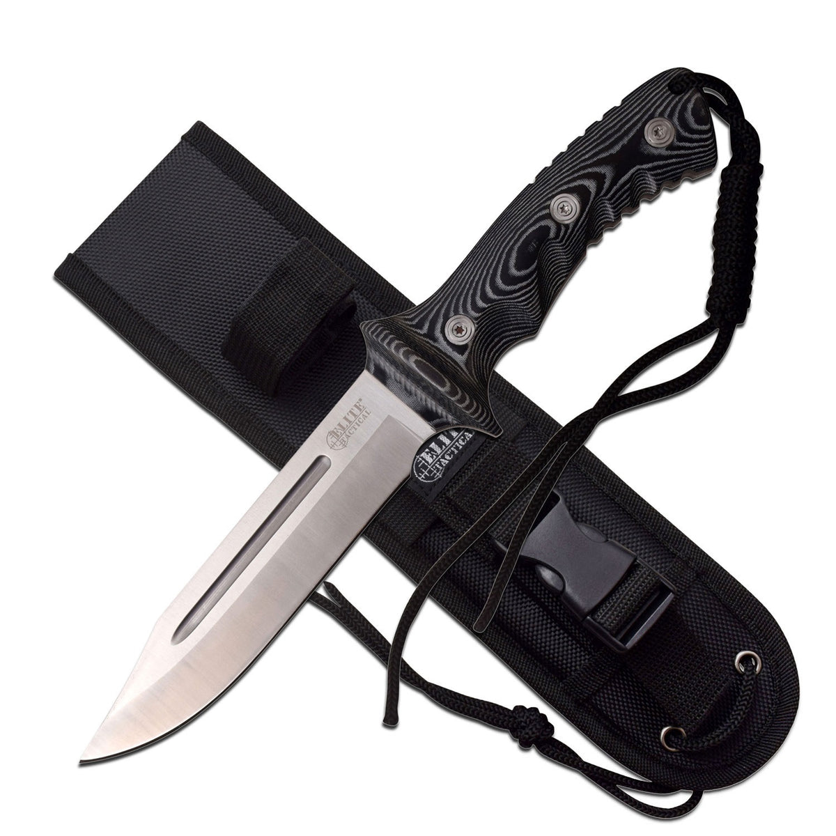 Black Canvas Micarta Handle Bowie 12 Inch Fixed Blade Knife - TOPHATTER'S ARMORY DEALS