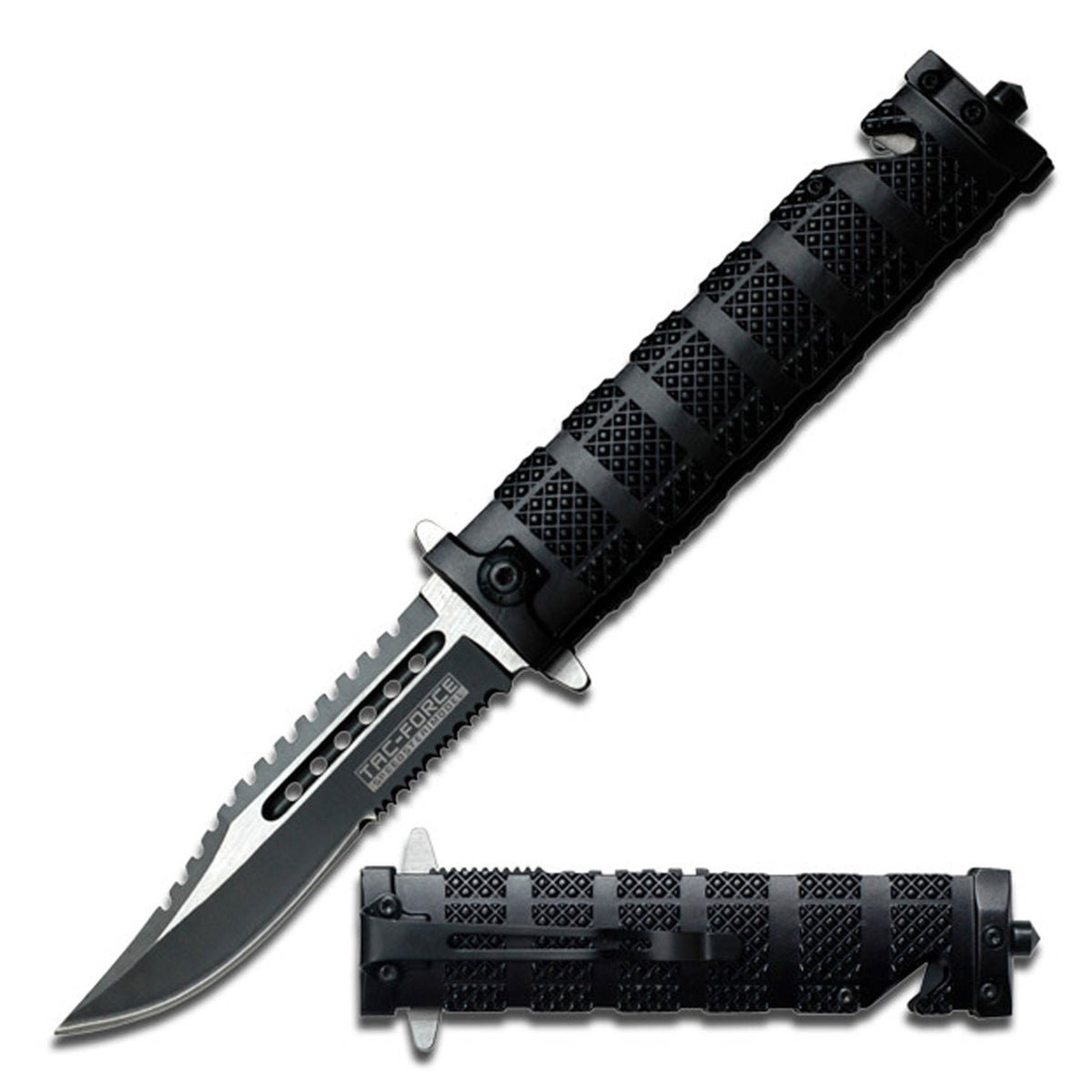 Spring Assisted - 'Legal Auto Knife' - Black Tactical Fighter - TOPHATTER'S ARMORY DEALS