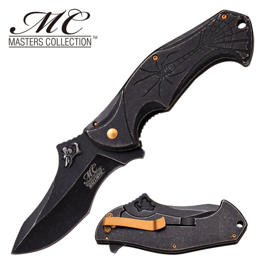 Spring Assist Folding Pocket Knife Gray Stone Spider Fantasy