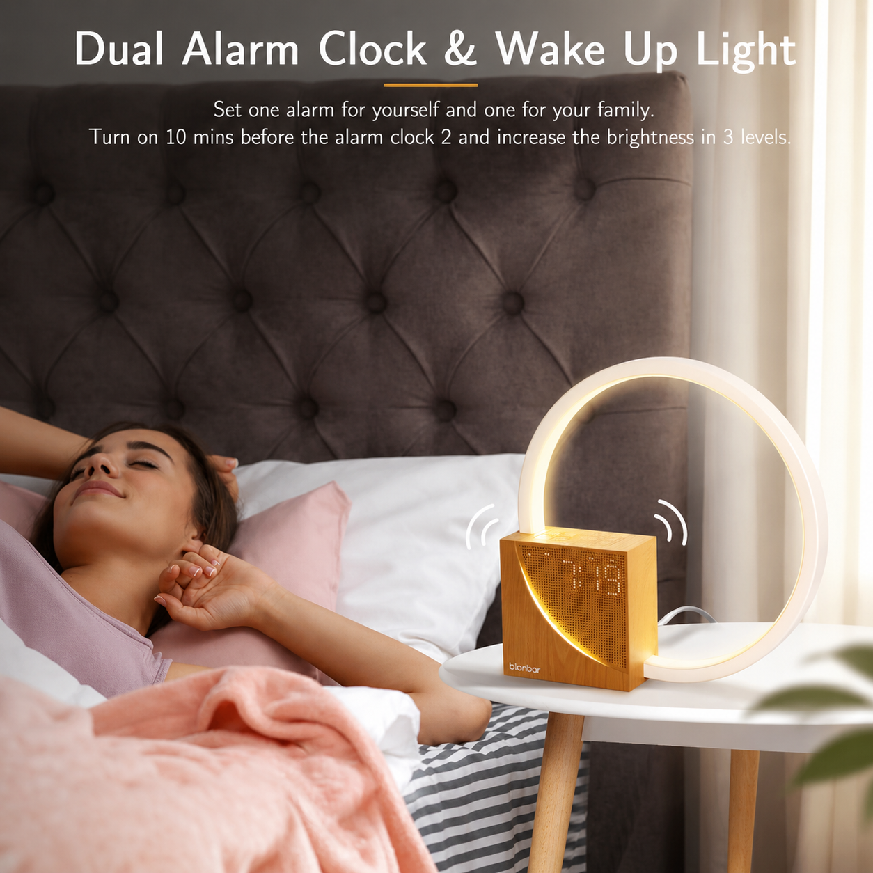 Sunrise Alarm Clock with LED Lamp and Sound Machine for Gentle Mornings