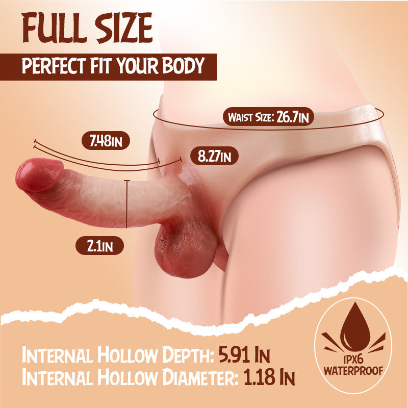 Nolan - Strap-on Dildo Silicone Wearable Hollow Dildos Panties With 7.48'' Realistic Penis