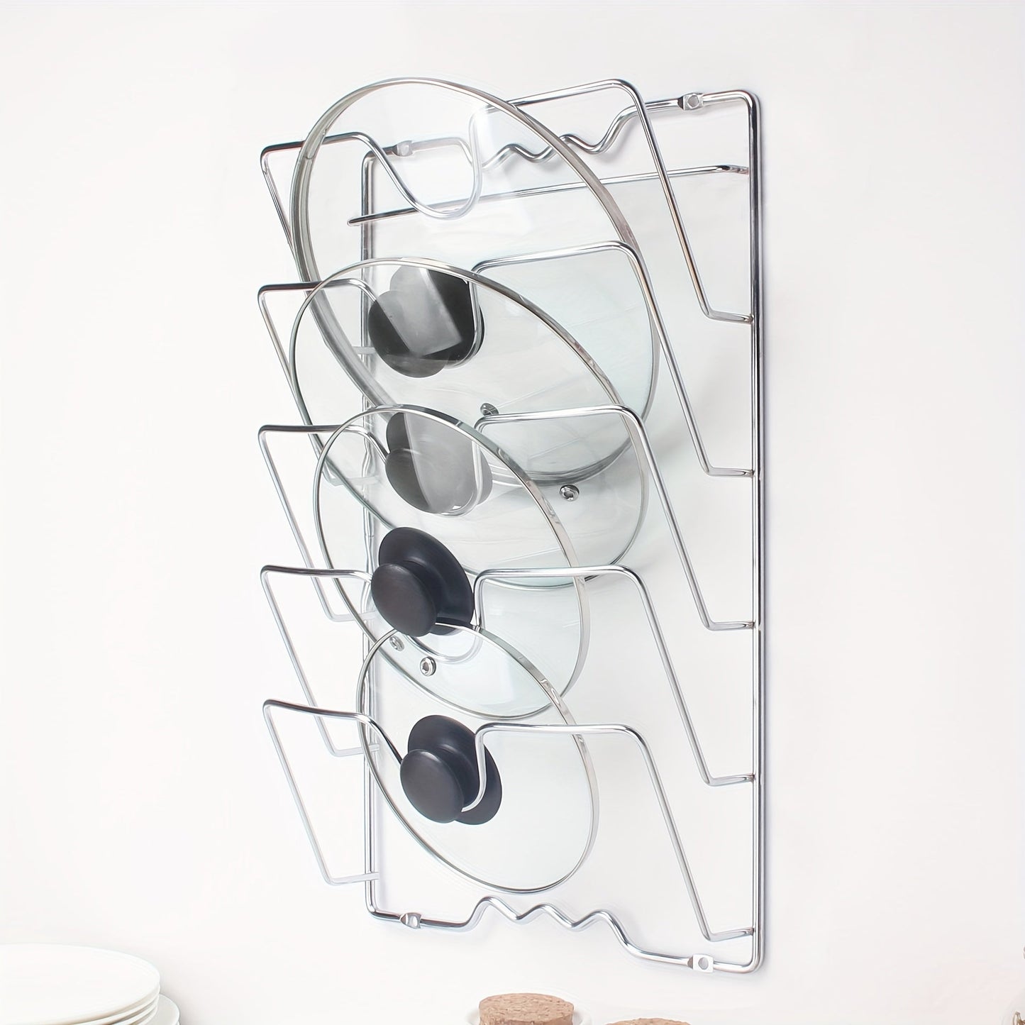 Wall-Mounted Multifunctional Kitchen Pot and Lid Rack