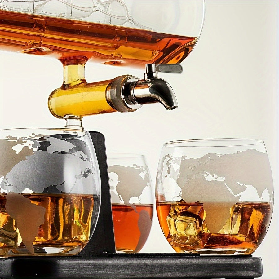 Skull Globe Wine Aerator Set with 4 Glasses