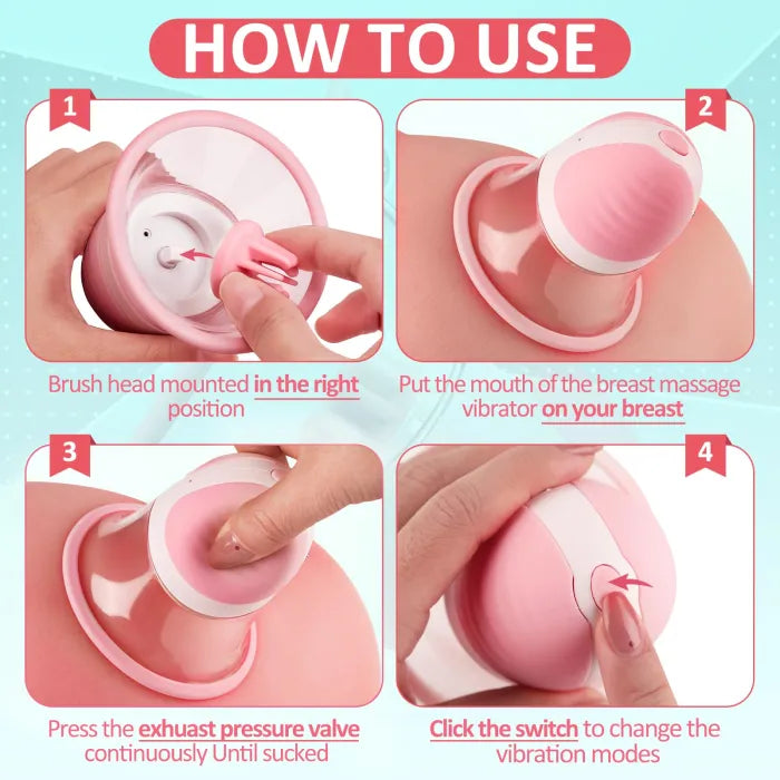 10 Vibration 360 Rotational Stimulation Nipple Suckers