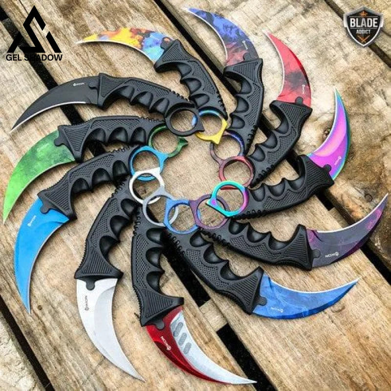 7.5" CSGO Combat Knife Fixed Blade Hawkbill Neck Doppler NEW-GS143