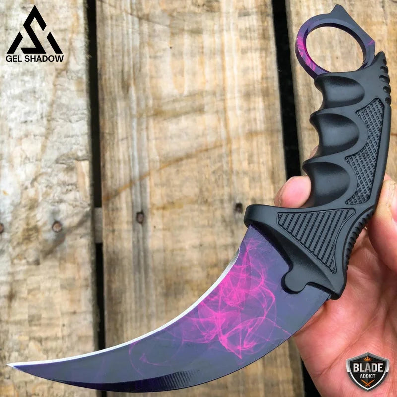 7.5" CSGO Combat Knife Fixed Blade Hawkbill Neck Doppler NEW-GS143