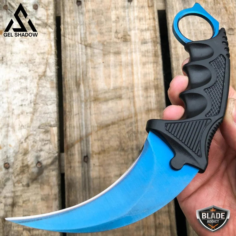 7.5" CSGO Combat Knife Fixed Blade Hawkbill Neck Doppler NEW-GS143