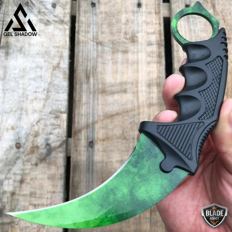 7.5" CSGO Combat Knife Fixed Blade Hawkbill Neck Doppler NEW-GS143