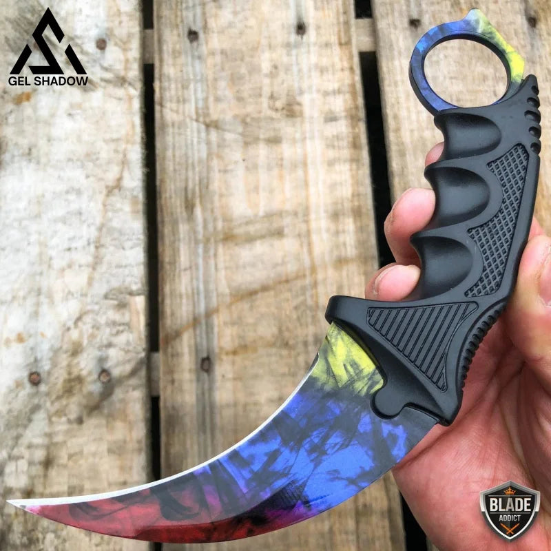 7.5" CSGO Combat Knife Fixed Blade Hawkbill Neck Doppler NEW-GS143