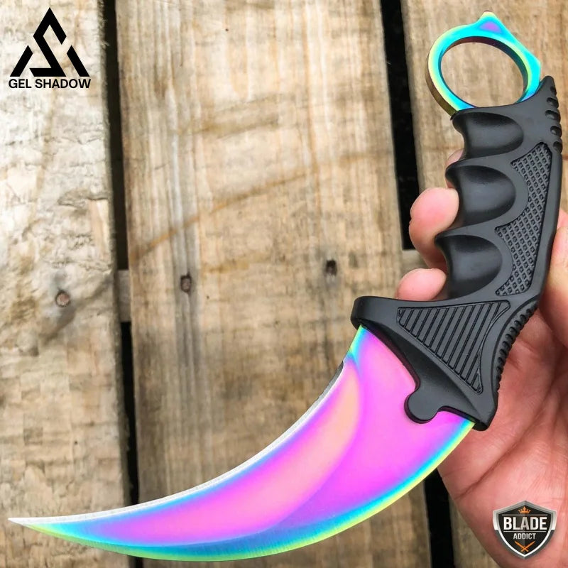 7.5" CSGO Combat Knife Fixed Blade Hawkbill Neck Doppler NEW-GS143