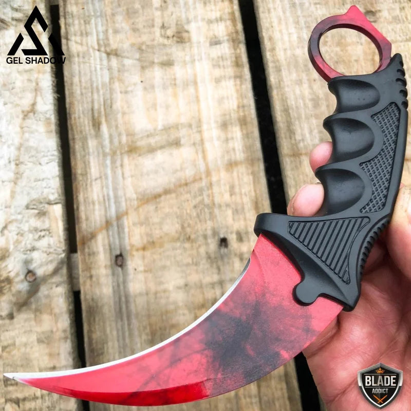 7.5" CSGO Combat Knife Fixed Blade Hawkbill Neck Doppler NEW-GS143