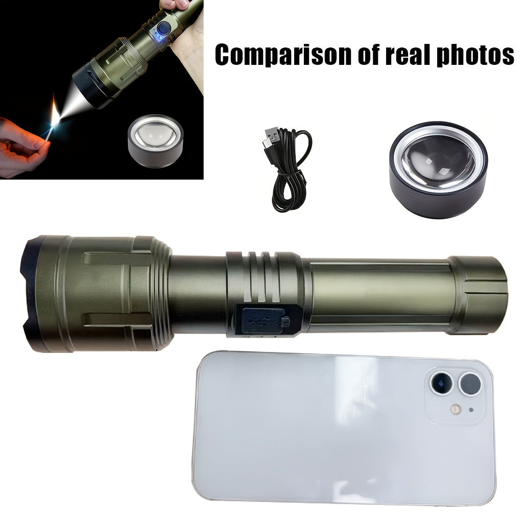 Flashlight Rechargeable with Fresnel Lens