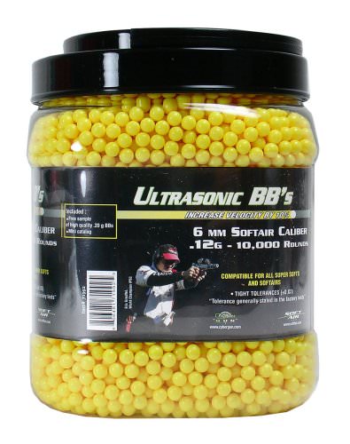 10,000 ct. Jar Ultrasonic Yellow Airsoft BBs (6mm, 0.12g)