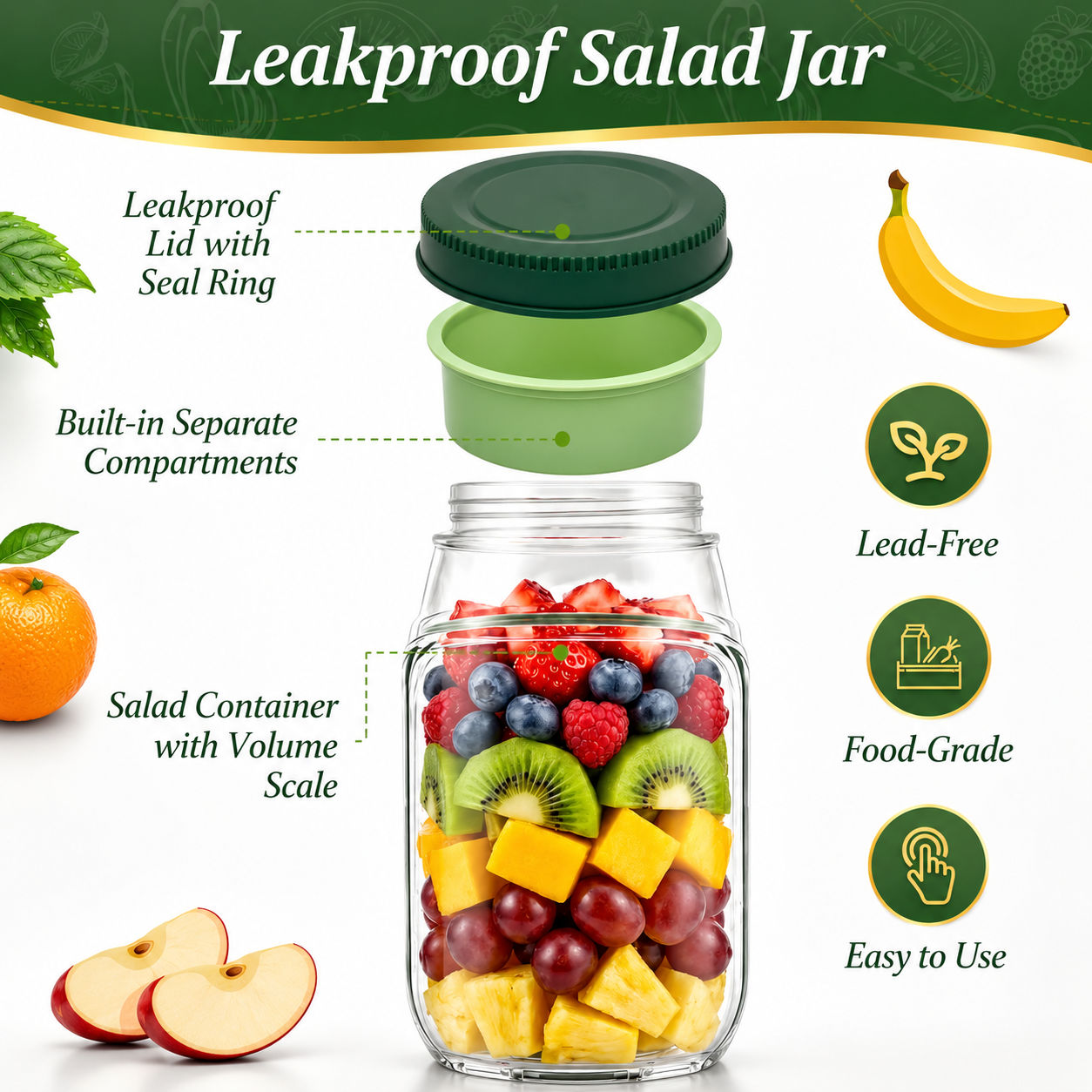 Stylish Portable Salad Jar for Healthy On-the-Go Lunches