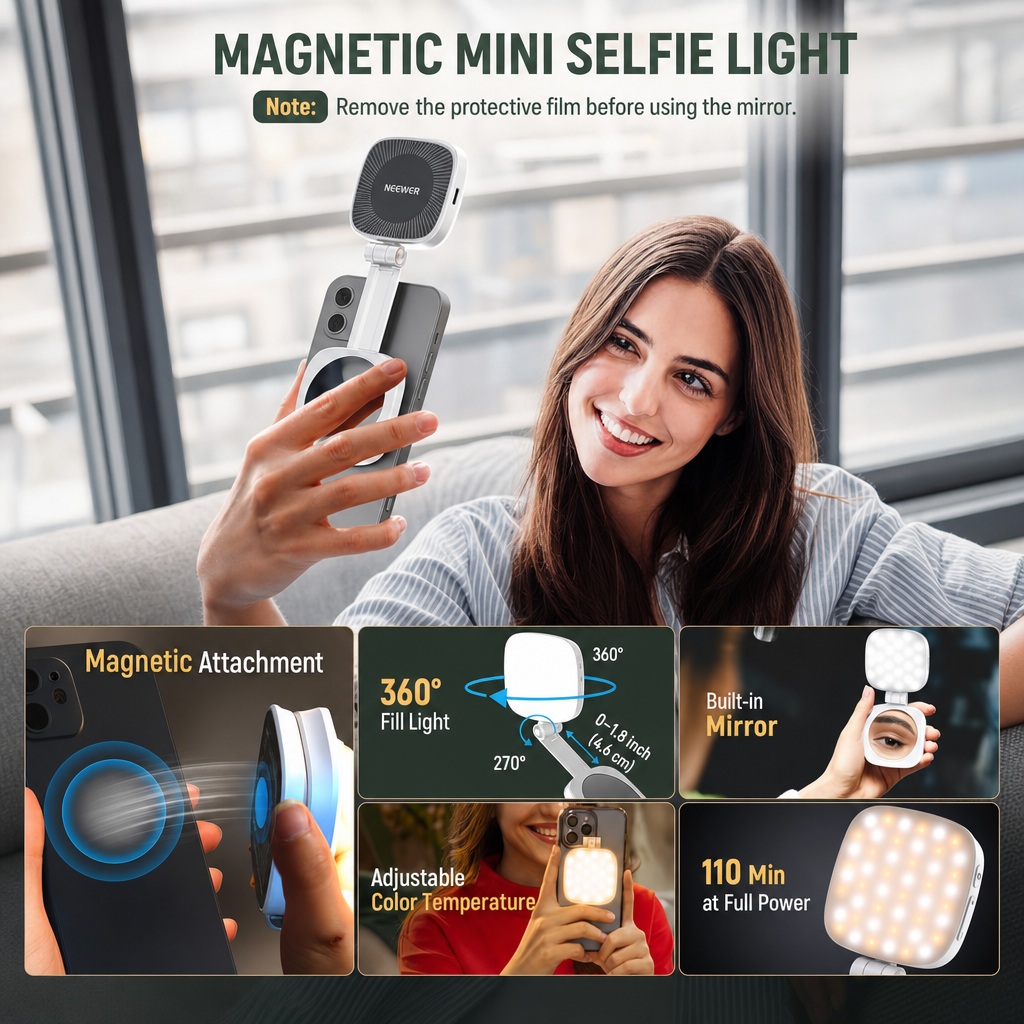 Compact Magnetic Phone Light Gift for Creators and Selfie Lovers