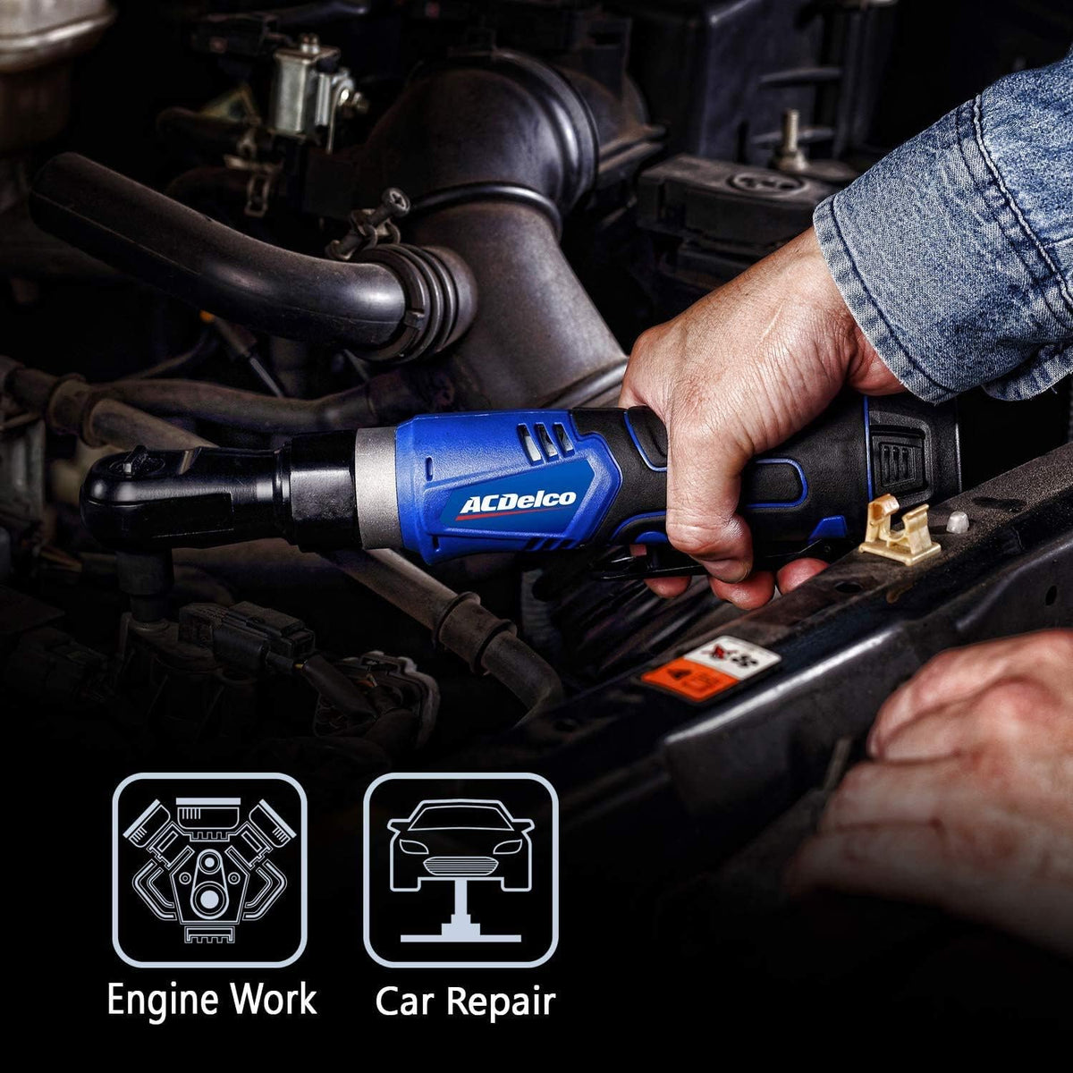 ACDelco ARW1209-K9 G12 Series 12V Lithium-Ion Battery And Charger Cordless 1/4” & 3/8” Ratchet Wrench Combo Tool Kit with Canvas Bag