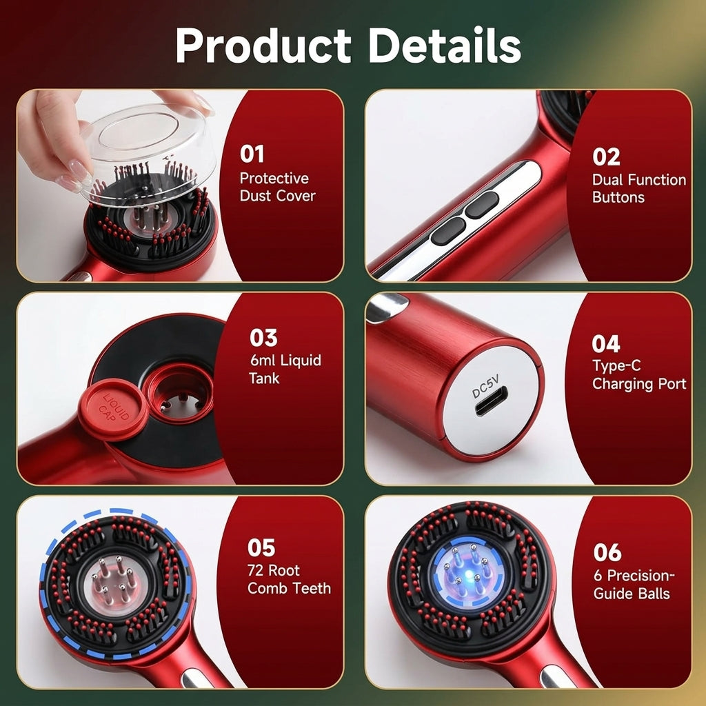 3-in-1 Electric Scalp Massage Comb with Soothing Kneading Modes