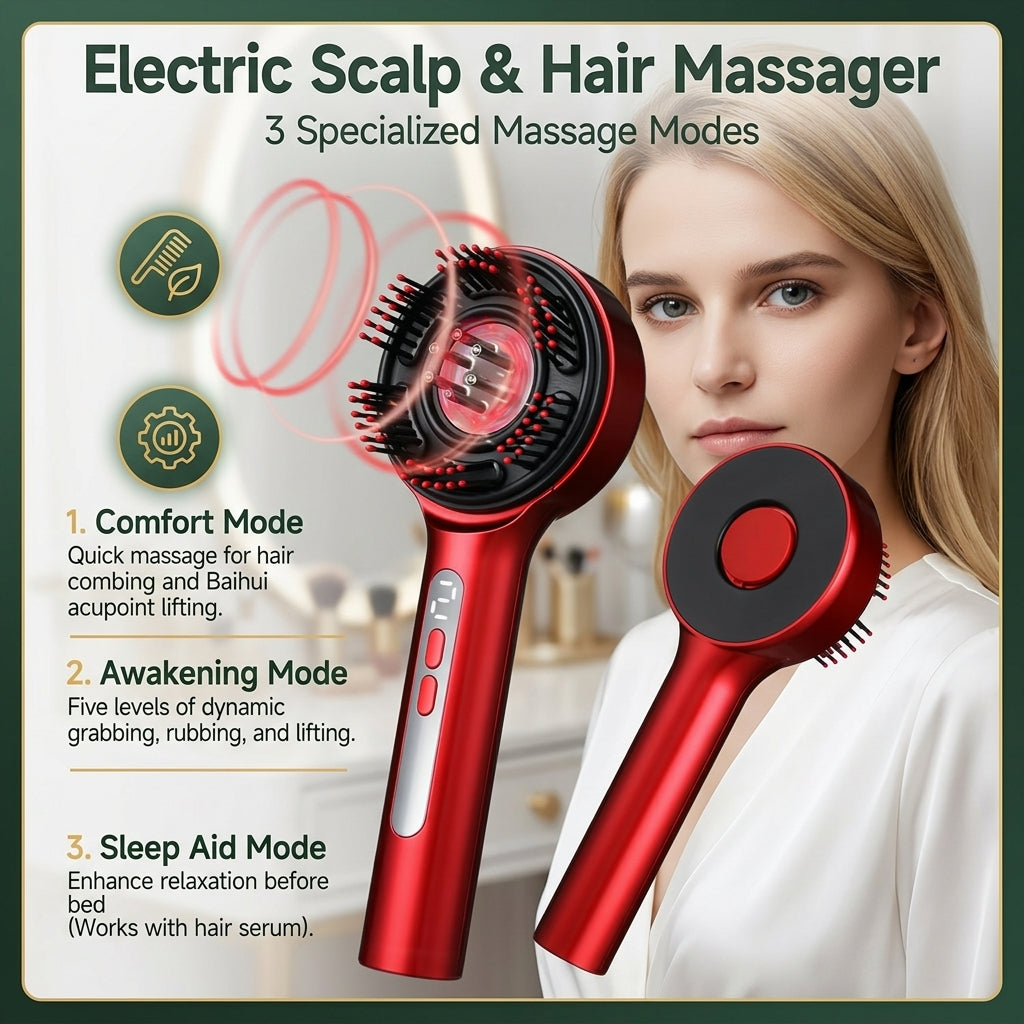 Electric Scalp Massage Comb Gift Set with 3 Modes and Waterproof Design