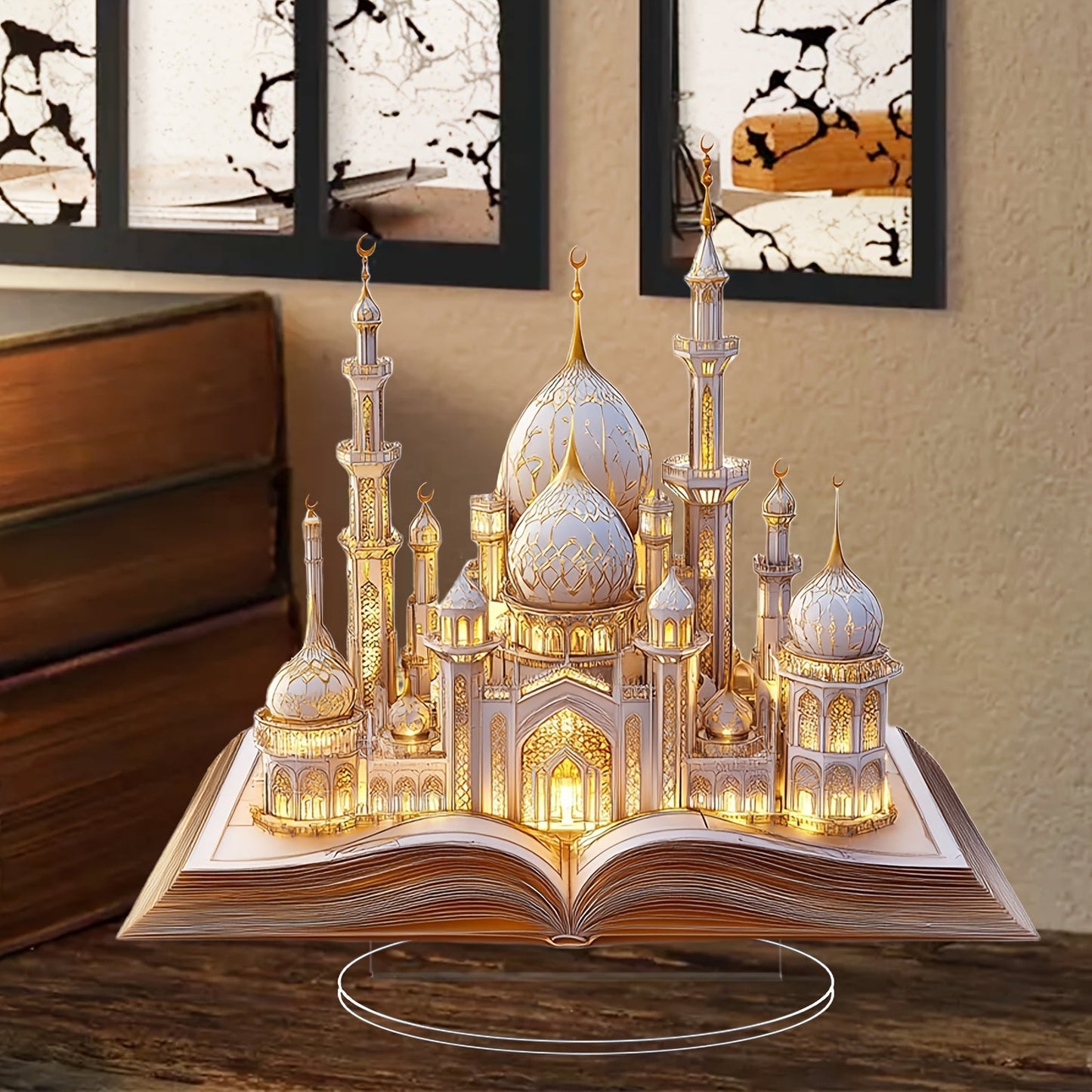 2D Flat Acrylic Mosque Desktop Tabletop Decoration