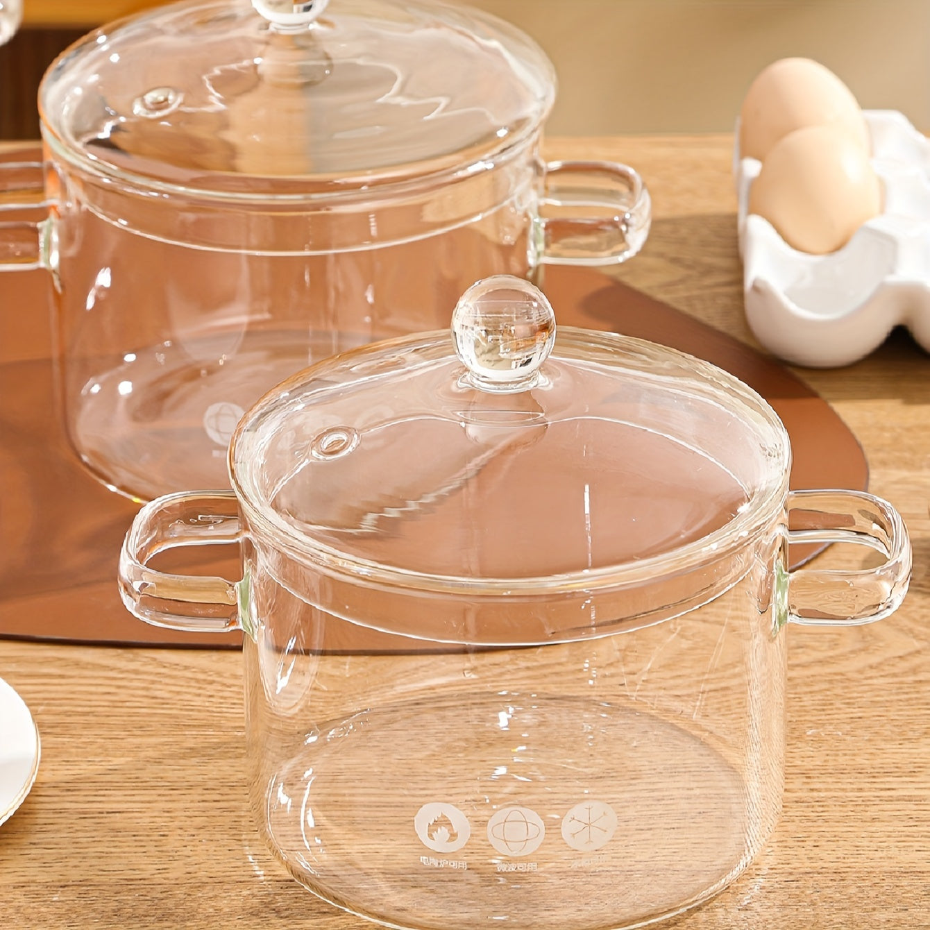 Amber Glass Soup Pot with Lid