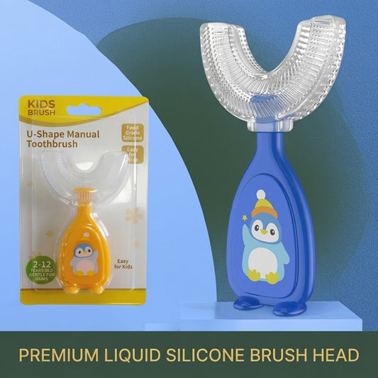 Kids U-Shaped Toothbrush Gift Set with Extra Brush Heads Included