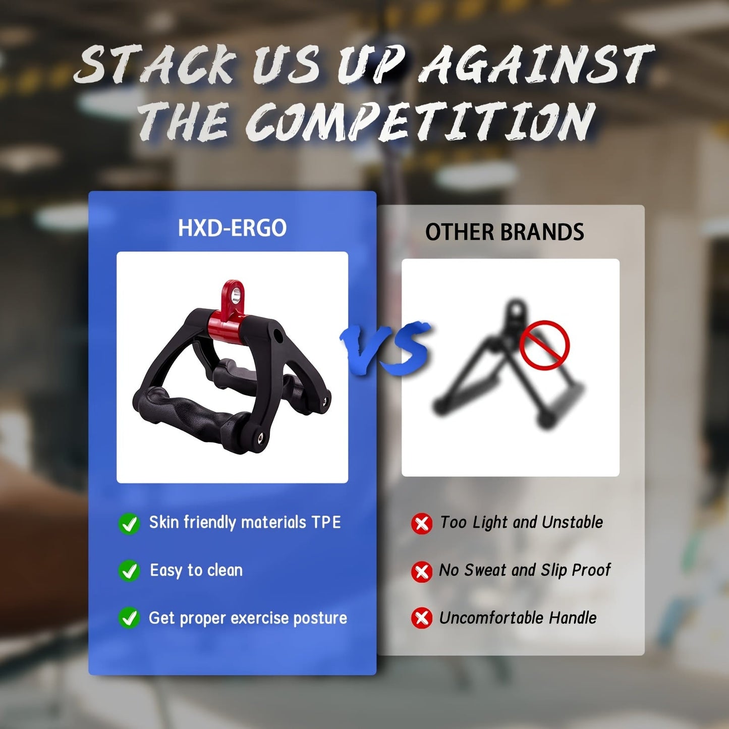 Ergonomic Triangle V-Shaped Grip Handle - Non-Slip TPE Resistance Band Attachment(Red)