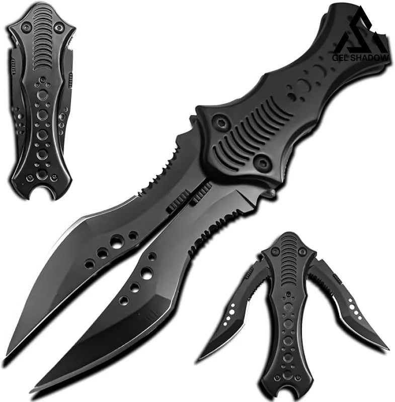 8.2" Unique Cool Double Blade Pocket Knife EDC Hiking Tools-GS88