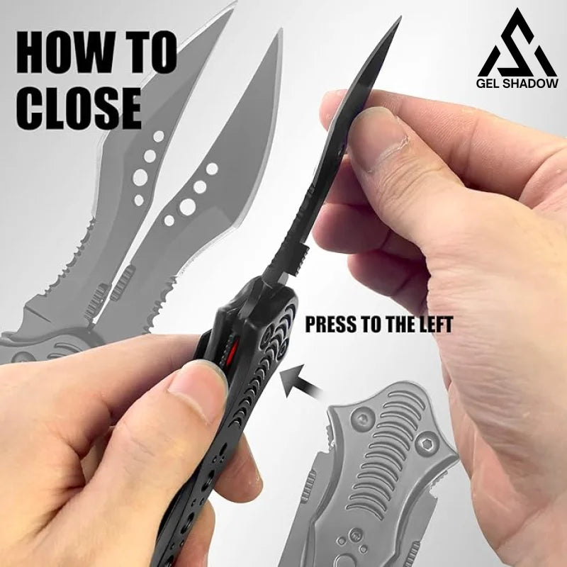 8.2" Unique Cool Double Blade Pocket Knife EDC Hiking Tools-GS88