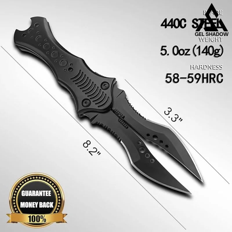 8.2" Unique Cool Double Blade Pocket Knife EDC Hiking Tools-GS88