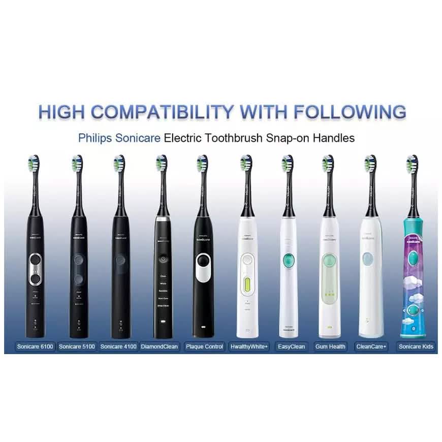 8-Pack: Black Replacement Electric Toothbrush Heads for Philips Sonicare