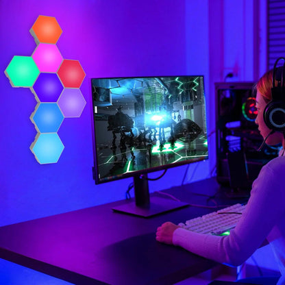 8-Piece: Hexagon Light Panels RGBW Colorful Splicing Wall Lamps