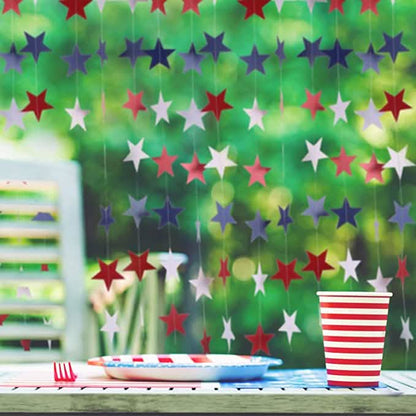 8 Strands Patriotic Star Streamers Banner Garland