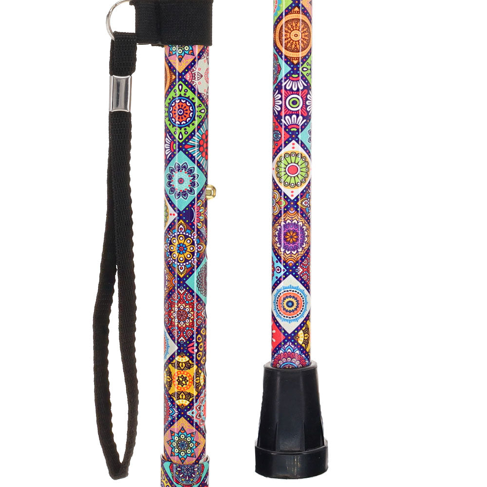 Designer Chic Folding FashionStix Colorful Collage, Patterned Handle