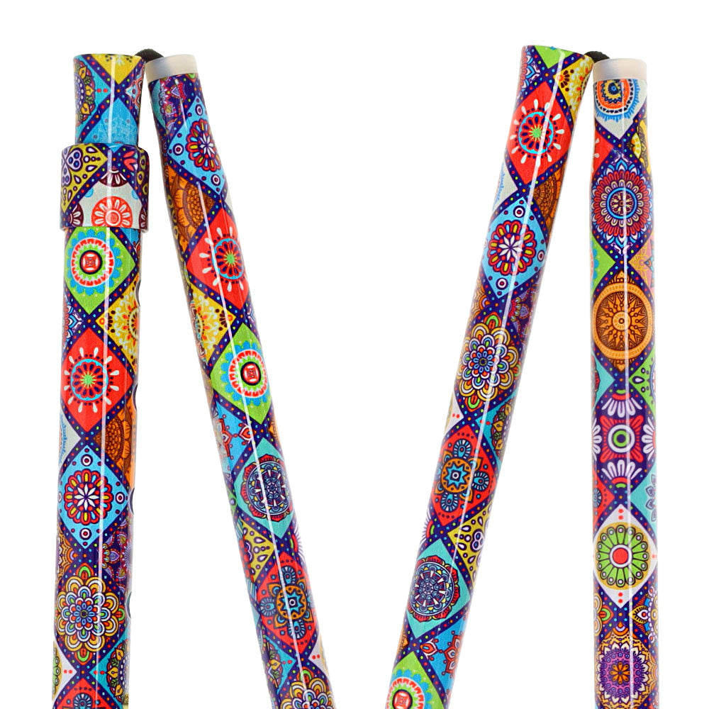 Designer Chic Folding FashionStix Colorful Collage, Patterned Handle