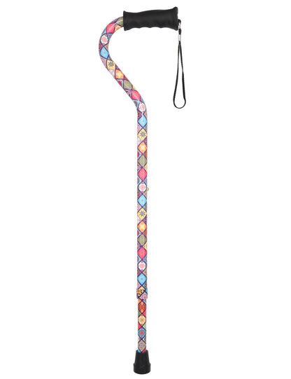 Vibrant FashionStix Colorful Collage: Comfort Grip Offset Cane
