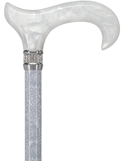 Exquisite Rhinestone Pearlz Adjustable Orthopedic Derby Cane